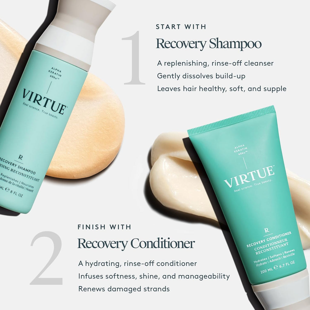 VIRTUE Recovery Shampoo - Sulfate-Free Formula with Keratin & Baobab Oil for Damaged Hair | Color Safe
