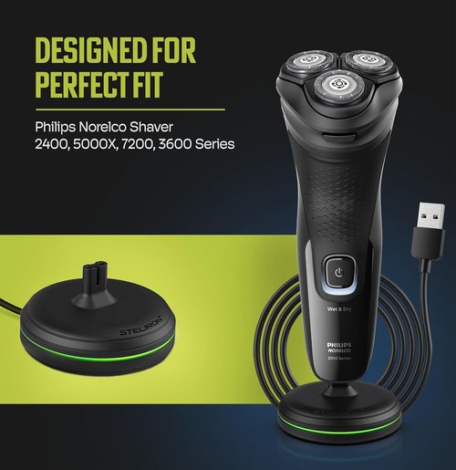 Philips Norelco Charging Stand - Dock with LED Light Indicator & USB Cable for Models 2400, 5000X, 7200, 3600