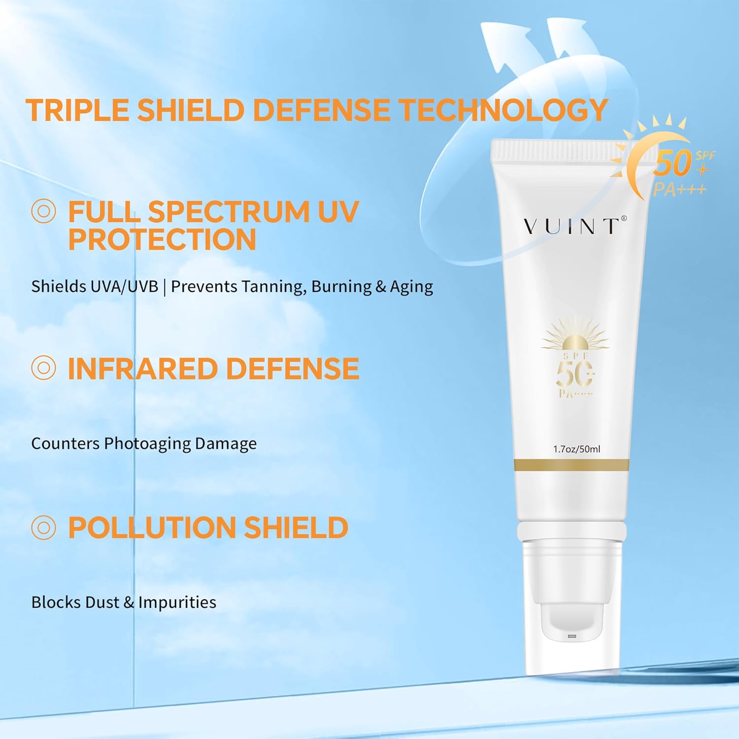 Vuint Tinted Sunscreen SPF 50 - Lightweight, Non-Greasy Protection for Sensitive Skin | Hydrating & Waterproof