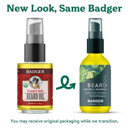 Badger Beard Oil, Babassu & Jojoba, Certified Organic, Premium Beard Conditioner, Beard Oil for Dry Skin, Beard Oil for Long Beards, Facial Hair Oil, 1 fl oz Glass Bottle