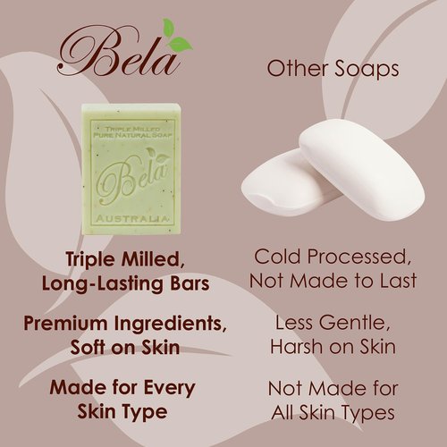 BELA Triple Milled Soap Variety Pack 3.3 OZ Pack of 12, Long Lasting French Triple Milled Bar Soap with Organic Shea Butter, Hand, Face and Body Soap Bar, Made in Australia