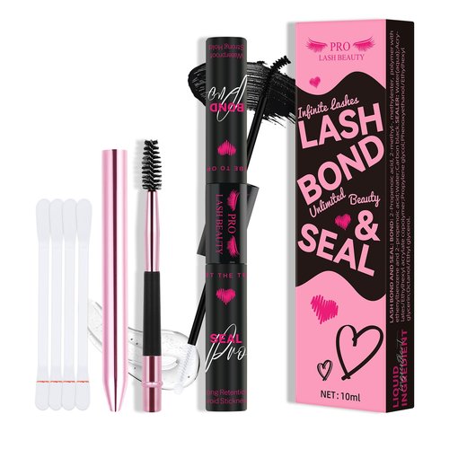 Lash Bond and Seal Cluster Lash Glue & Seal Waterproof Bond and Seal Cluster Lash Glue for DIY Eyelash Extensions Waterproof Strong Hold (5ml+5ml, Black Bond & Clear Seal)
