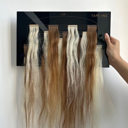 GlamorDove Tape In Placement Board Kit with Double Sided Tapes Acrylic Hair Extension Holder Head Chart for Tape In Extensions Hair Extension Organizer