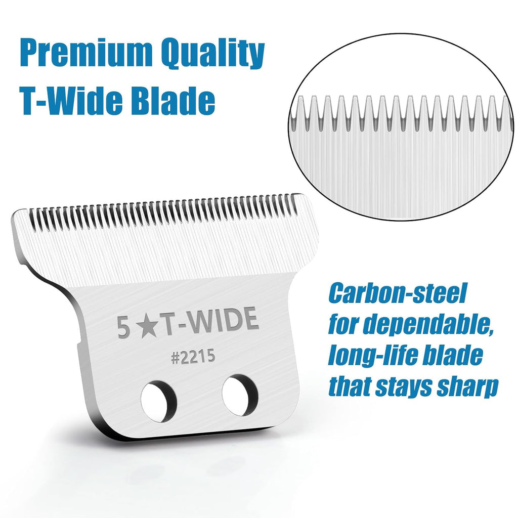 Wahl 2215 Replacement T Wide Blades - Adjustable Stainless Steel Zero-Gap Trimmer Blade, Silver