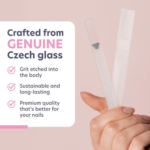 Bona Fide Beauty Czech Glass Nail File - Crystal Fingernail File with Clear Hardcase | Ideal Gift for Women