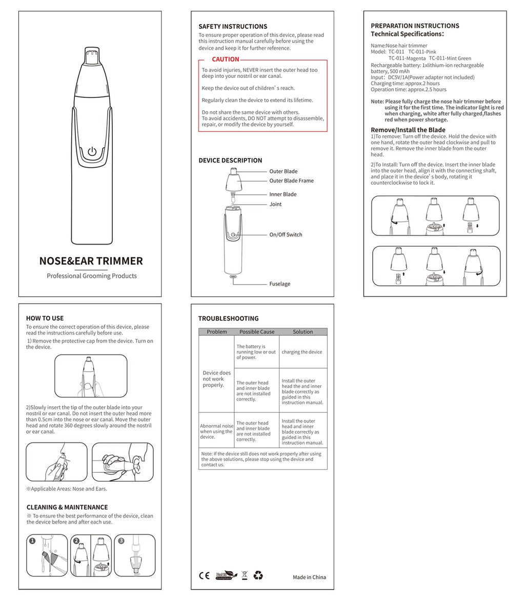 ZORAMI Rechargeable Ear and Nose Hair Trimmer - 2025 Professional Painless Eyebrow & Facial Hair Trimmer for Men Women, Powerful Motor and Dual-Edge Blades for Smoother Cutting Black