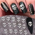 Halloween Nail Charms Silver Skull 20PCS for Acrylic Nails DIY Nail Art