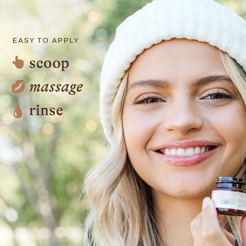 USDA Organic Lip Scrub Vanilla - USA Made with Natural Ingredients, Moisturizing Scrub Exfoliator for Dry Lips, Lip Sugar Scrubber Exfoliator for Smooth Lips, Small Beauty Gifts