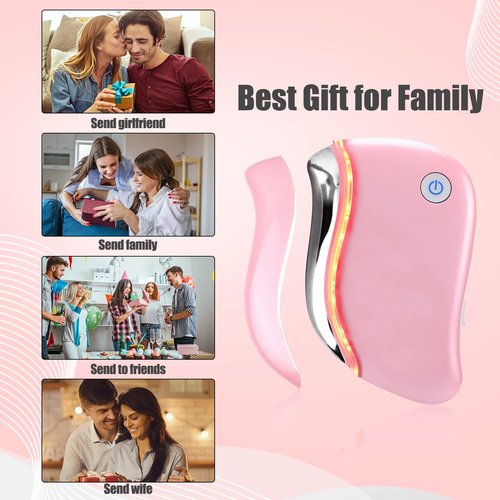 Aikertec Heat Electric Gua Sha Tool, 4-in-1 Multi-Function Anti-Aging Face Massager, Facial Contouring & Firming, Double Chin, Awakening Skin, Deep Treatment