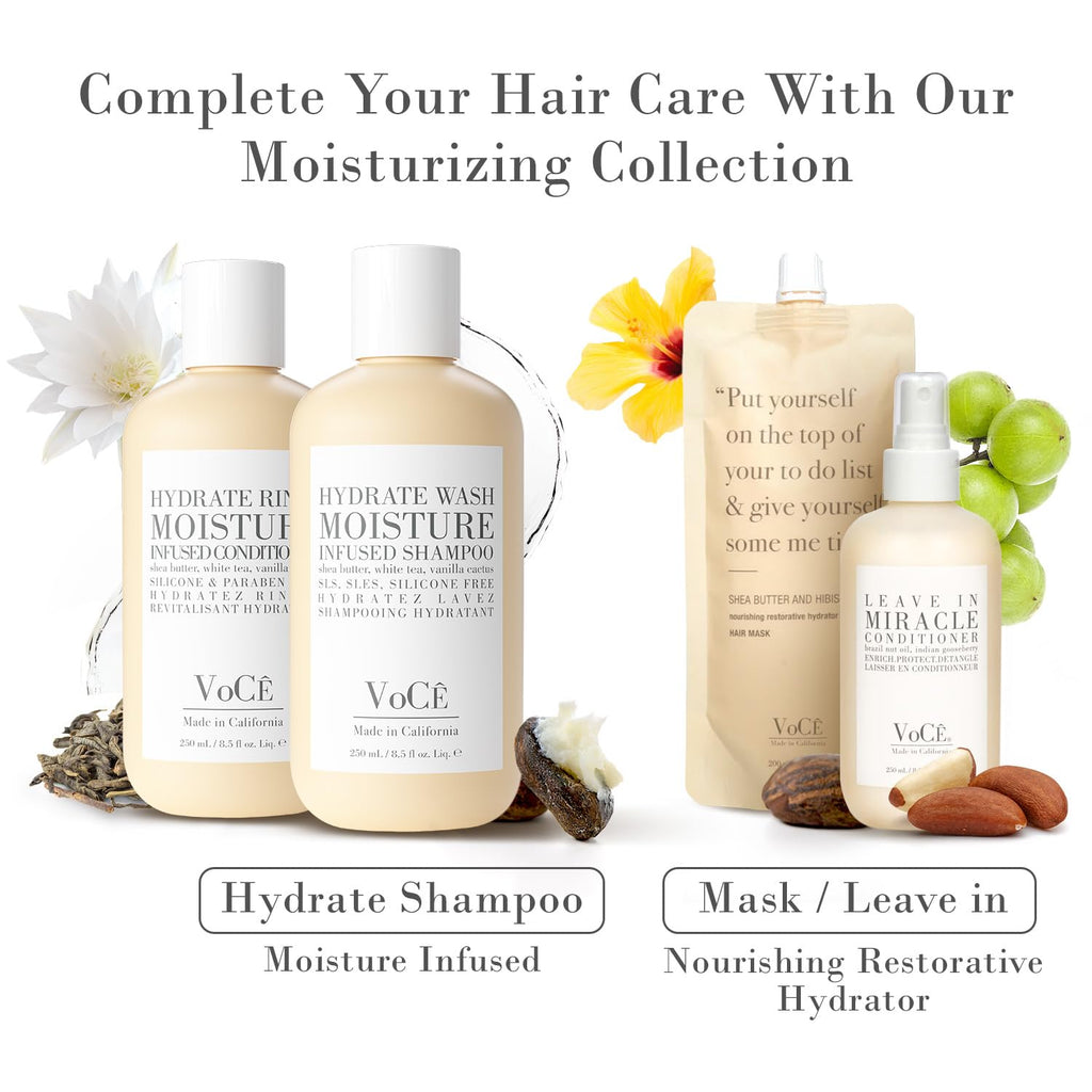 VoCÊ Haircare Natural Hydrating Conditioner - Deep Moisturizing & Anti-Frizz | Vegan Formula with Shea Butter, 8.5 oz