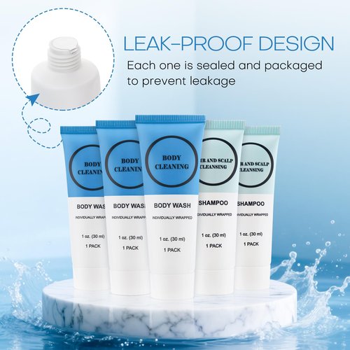 RSQAZQ Travel Size Shampoo and Body Wash Bulk, Individually Wrapped Hotel Mini Shower Gel and Small Men Women Cleansing Toiletries Amenities for Hotel/Vacation/Homeless 1 oz (3.7inch, Count, 20)