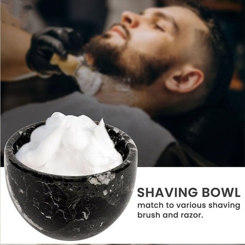 Radicaln Marble Shaving Bowl 3" Inch Black Handmade Shave Soap Holder for Men, Barber Accessories & Supplies, Luxury Stone Bowl for Shaving Cream & Aftershave Foam