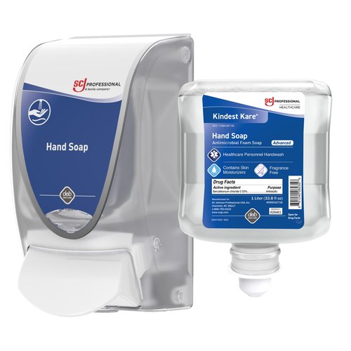 SC Johnson Professional Kindest Kare Advanced Hand Soap Starter Kit with Soap Dispenser and 1L Soap Cartridge for Hospital, Medical and Professional Use