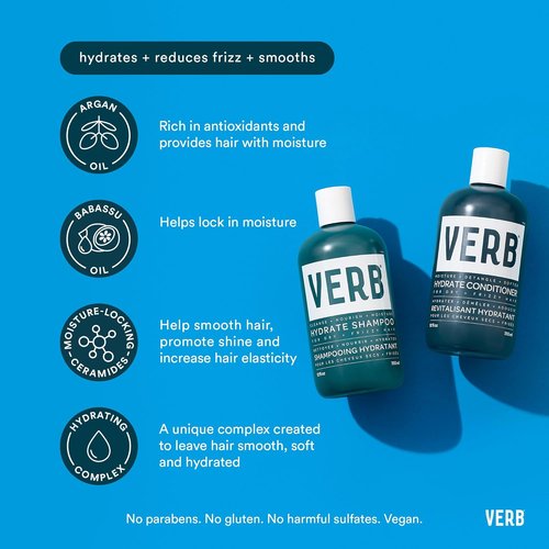 VERB Hydrate Shampoo & Conditioner Duo - Nourishing Formula for Smooth, Frizz-Free Hair - Amber & Warm Jasmine Scent