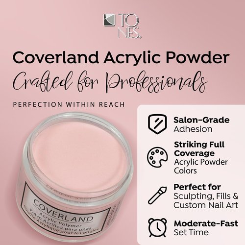Tones USA Coverland Acrylic Nail Powder MMA & Cruelty Free - Best Quality Nail Powder Dip for Nail Art Design Home & Manicure Salon Use Bubble Free Acrylic Nail Powder 3.5oz "Goyave"