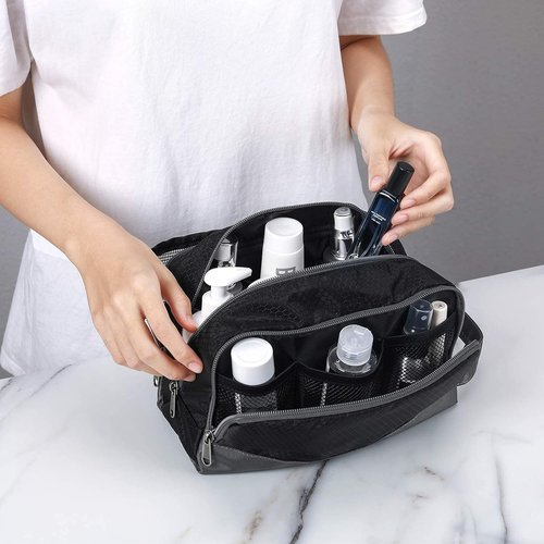 Gonex Travel Toiletry Bag - Durable Nylon Shaving Organizer in Black | Perfect for Travel