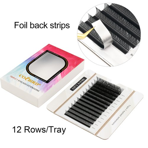 COZBIRD 3d yy Lashes yyy Eyelash Extensions Supplies Premade Fans (Triple y Lash) 6D Volume Faux Mink 0.07mm C curl 12mm