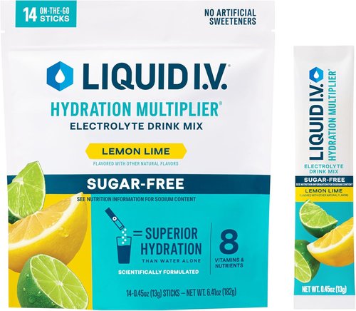 Liquid I.V. Hydration Multiplier - Sugar-Free Lemon Lime Electrolyte Powder Drink Mix | 14 Servings