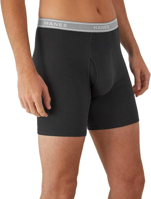 Hanes Men's Boxer Briefs - Cool & Breathable Cotton, Moisture-Wicking Comfort | No Ride Up