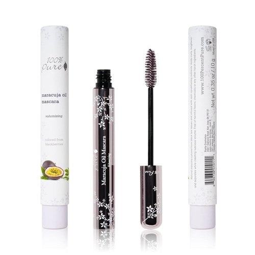 100% PURE Maracuja Oil Mascara - Dramatic Volume & Length, Vegan Blackberry Color - 0.35 oz