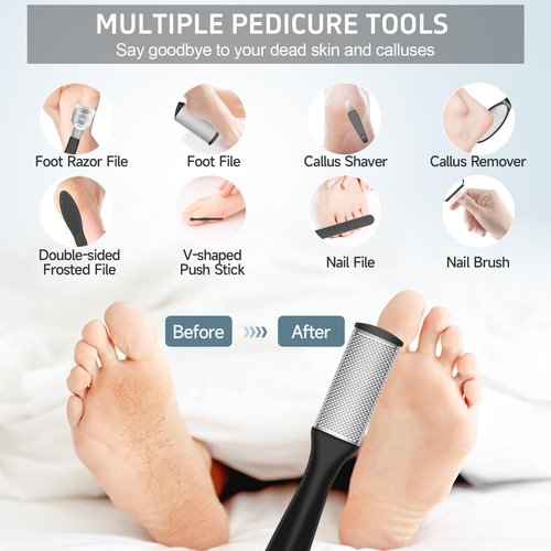 Electric Callus Remover for Feet,Professional Pedicure Kit Rechargeable Foot File Hard Skin Remover for Cracked Heels &Dead Skin,with 9 Roller Heads 2 Speed (Black DR)