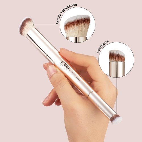 Kiss New York Airy Velvet Contour Stick (Cognac 0.70 Oz) With Dual Ended Contour Brush Set, Cool Toned Face Sculpting Cream Makeup, Buildable Lightweight Natural Finish Formula with Hyaluronic Acid