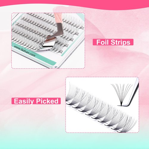 FADVAN 120PCS Premade Lash Fans 10D Premade Fans Eyelash Extensions C/D Curl Pre Made Fans Lash Extensions 3D/5D/10D/20D Short Stem Premade Fans Volume Lash Extensions (10D-0.07-C, MIX8-14)