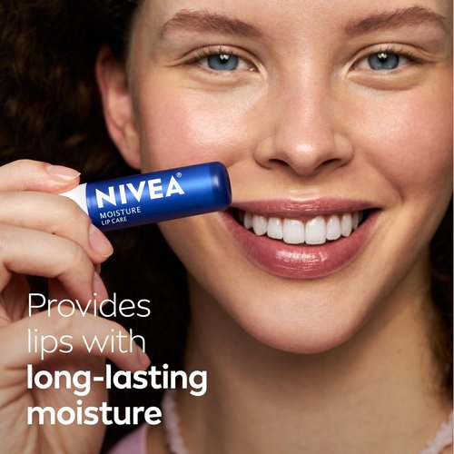NIVEA Moisture Lip Care - Hydrating Lip Balm with Shea Butter & Nourishing Oils | 0.17 Oz Stick, Pack of 4