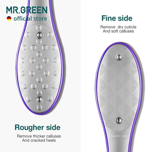 MR.GREEN Foot File Double Sided Pedicure Foot Care Tools Professional Callus Remover Foot Rasp Stainless Steel Foot Scrubber for Feet (Purple)