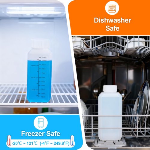 UMETASS Premium Plastic Bottles with Lids -6 Pack 4oz Small Travel Containers, Leak-Proof Squeeze Bottles for Liquid, Pill, Water Storage, Clear Empty Containers with Caps