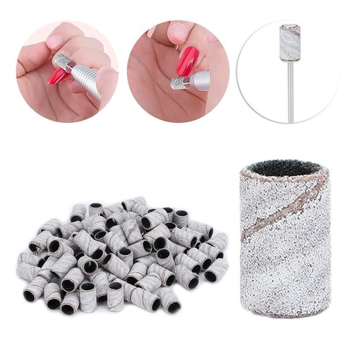 120 Pcs Nail Sanding Bands for Nail Drill, 80#120#180# Grit Nail Sander for Drill and 9 Pcs Nail Drill Bits Sets for Acrylic Nails