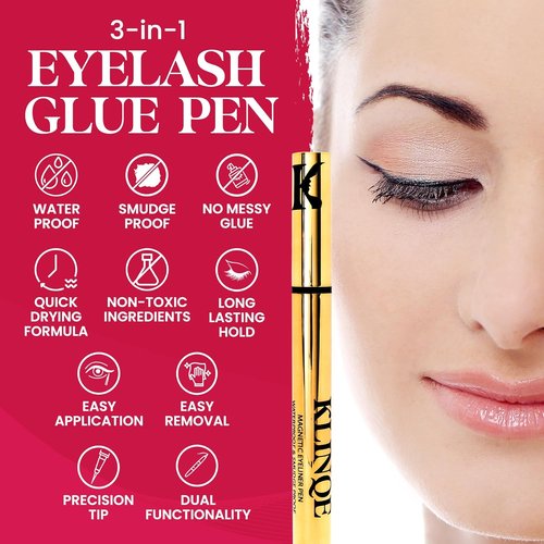 Skiennix Black Eyeliner Lash Glue Liner - Strong Hold, Latex-Free Adhesive for Magnetic Lashes