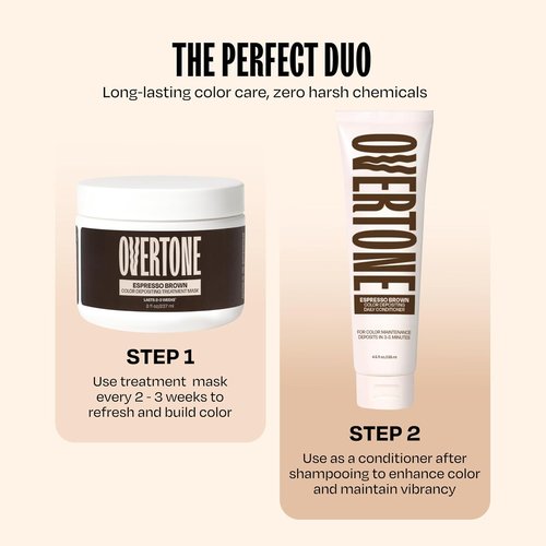 Overtone Espresso Brown Semi-Permanent Hair Color Conditioner - Nourishing & Damage-Free | 8 oz, Vegan