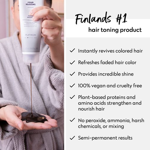 FOUR REASONS Hair Color Shampoo - Platinum Blonde Toner & Color Depositing Shampoo | Sulfate-Free, Vegan - 8.45 Fl Oz