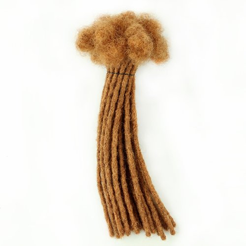 IIFLYDSFA 0.4cm Thickness #30 Light Brown Real Human Hair Dreadlock Extensions for Men/Women 12 Inch 20 Strands Full Handmade Permanent Locs Extensions Human Hair