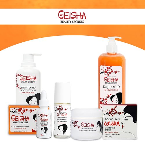 OMIC Geisha, Kojic Acid Skin Brightening Body Wash - 33 Fl oz / 1000 ml - Even Out Tone, Radiance, Face and Body Shower Gel, with Coconut Oil and Shea Butter