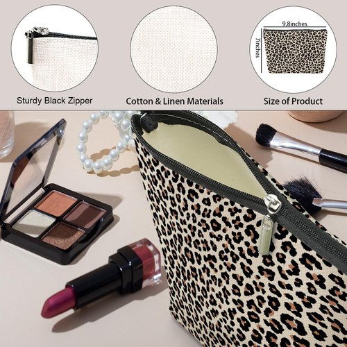Leopard Makeup Bag Leopard Print Cheetah Print Leopard Lovers Gift Christmas Birthday Gifts for Women Jungle Animal Lovers Girl Daughter Best Friend Bestie Sister Her Cosmetic Bag Travel Toiletry Bag