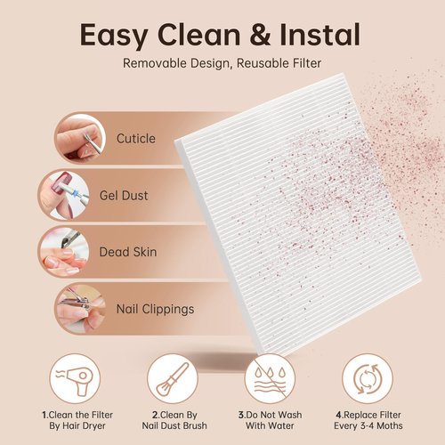 Nail Dust Collector CHRISTINE SHELLY, Cordless Rechargeable 4500RPM Vacuum Nail Tech Fan Extractor, 7200mAh Professional Duster Suction, Low Noise for Women Girl Gift