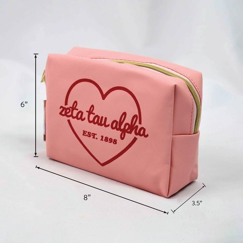 Sorority Shop Alpha Epsilon Phi Makeup Bag - Multi-Purpose PU Leather, Water-Resistant Makeup travel bag with Licensed Design and Zipper Closure, Perfect Alpha Epsilon Phi Sorority Gifts for Women