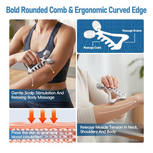 Gua Sha Facial Tools & Face Roller Set, Stainless Steel Facial Massager Tools for Lymphatic Drainage & Face Sculpting, Textured Guasha for Better Grip, Double Chin Reducer, Skincare Gift for Women