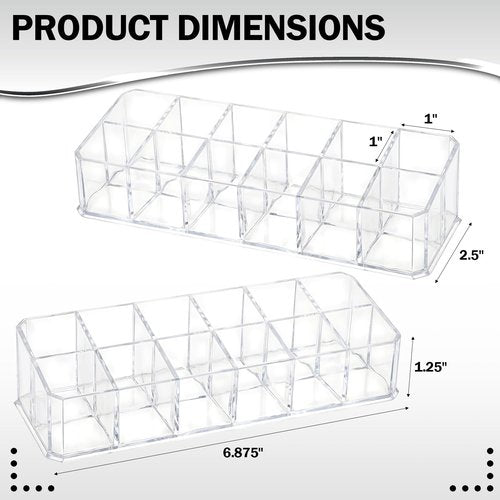 JOUTYFOR 4-Pack 12-Slot Acrylic Lipstick Organizer, Lipstick Holder, Lip Gloss Organizer, Cosmetic Storage Display, Perfect Storage Solution for Drawer, Vanity, Bathroom, and More