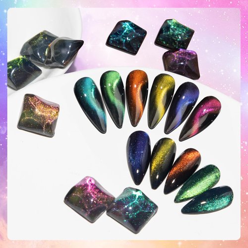 SUPWEE Cat Eye Gel Nail Polish with Magnet 9D Galaxy Cateye Manicure Soak Off UV DIY Salon Home Gift 12 Colors 7ml(0.24fl oz)