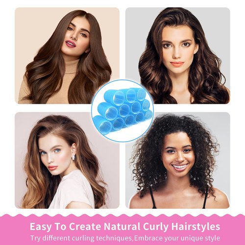 Skiennix Hair Rollers Set - 50PCS Volume Curlers with 12 Clips & 2 Combs | Ideal for Short to Long Hair