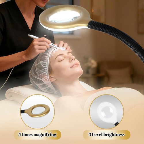 Chetunju Professional Facial Steamer Adjustable Height and Angle, Face Steamer Clean Skin Firming Pores and Moisturizing Suitable for a Beauty, Spa, at Home（Gold）