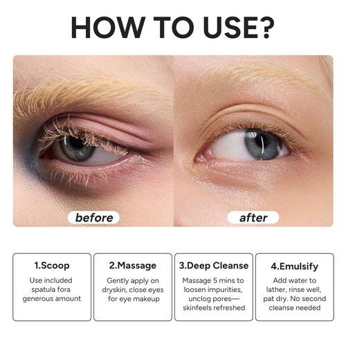 In My Eyes Cleansing Balm Makeup Remover, Natural Gentle Clean Balm for Waterproof Eye Face Lip Makeup, Oil Based Cleanser, Made for All Skin Types, Non-Comedogenic, 3.4fl.oz/100ml