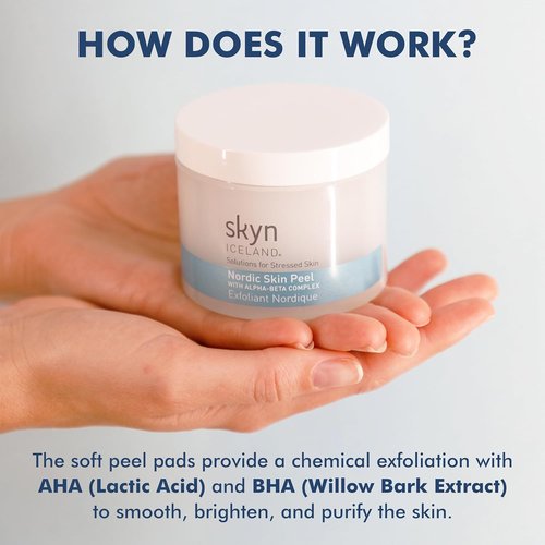 Skyn ICELAND Nordic Skin Resurfacing Facial Pads - Exfoliating AHA/BHA Peel for Fine Lines & Discoloration | 60 Pads