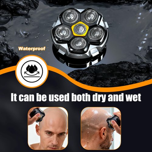 Magnetic 6 Head Shaver Replacement Heads for 6D Magnetic Electric Shaver Razor Universal Shaver Replacement Head for Bald Men and Face (Black(3PACK))