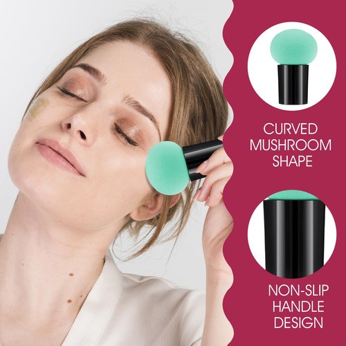 Dimeho 6 Pcs Foundation Sponge Powder Puff, Mushrooms Makeup Sponge Puff with Handles Dry and Wet Facial Face Makeup Puffs Makeup-Tools for Foundation Concealer Creams Powders