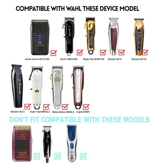 Kaynway 2PCS Replacement 5V Clipper Charger Stand Set for Wahl Senior Magic Clip Metal Edition Detailer Cordless Clipper, Professional Charger Cord for Wahl 8173 Vanish Shaver