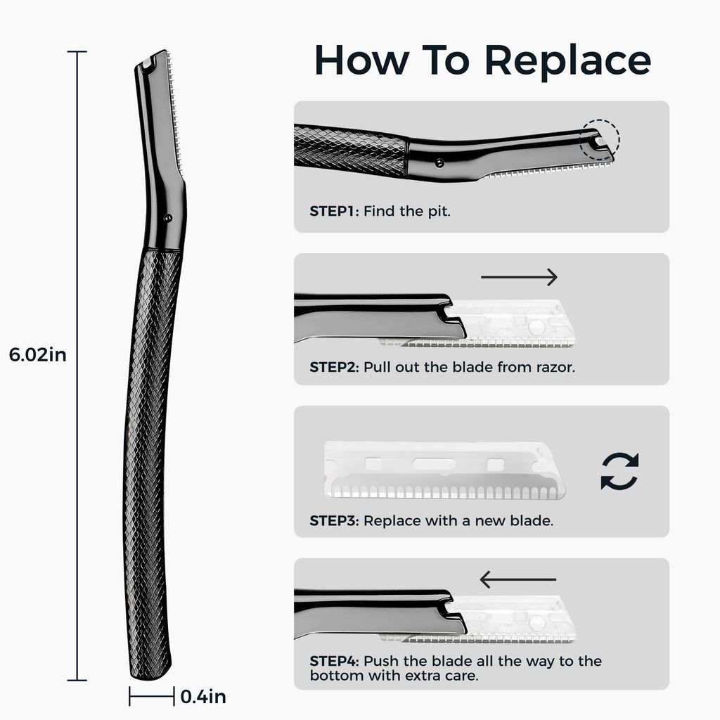 ZOMCHI Eyebrow Razor, Face Razors for Women&Men, Eyebrow Trimmer Shaper with Precision Cover,Facial Shaver with 6 Blades (Black)